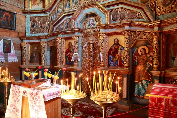 Interior Iglesia Del Santo Mártir Paraskeva Iglesia Pyatnitskaya Skansen Pirogovo — Foto de Stock