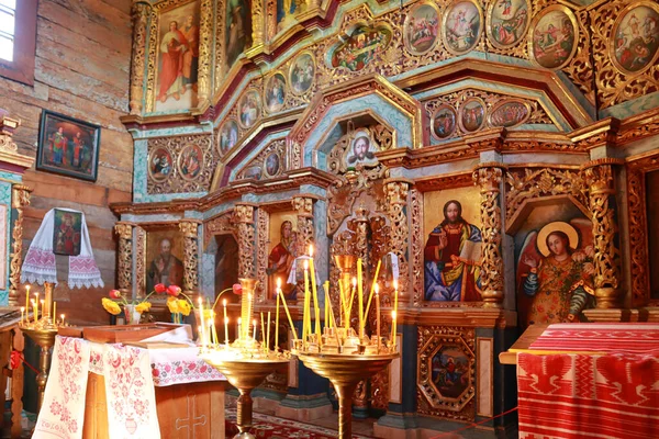 Interior Iglesia Del Santo Mártir Paraskeva Iglesia Pyatnitskaya Skansen Pirogovo — Foto de Stock