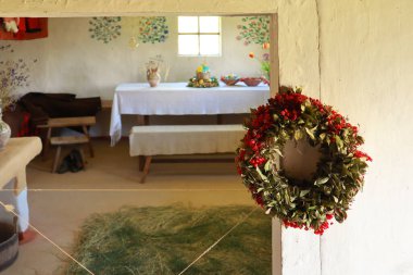  Ukrayna 'nın başkenti Kyiv' deki Skansen Pirogovo 'daki Podolia' dan kalma klasik Ukrayna evi.