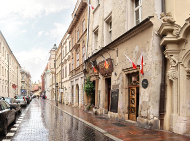 Polonya 'nın başkenti Krakow' da eski evler