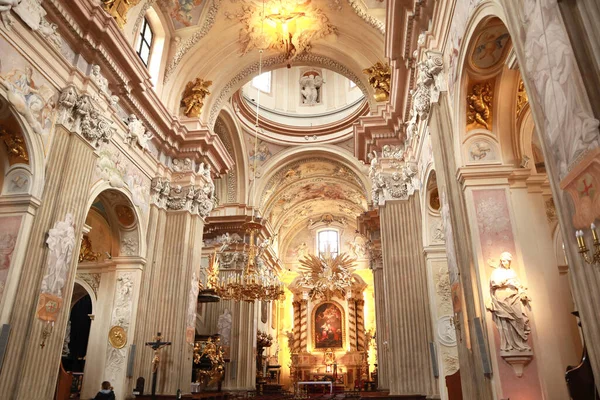Interior Igreja Santa Ana Cracóvia Polônia — Fotografia de Stock