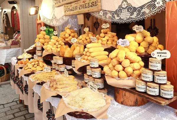Tradiční Polský Sýr Prodej Krakově Polsko — Stock fotografie