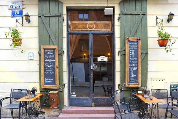 Café Rua Kazimierz Antigo Bairro Judeu Cracóvia Polônia — Fotografia de Stock
