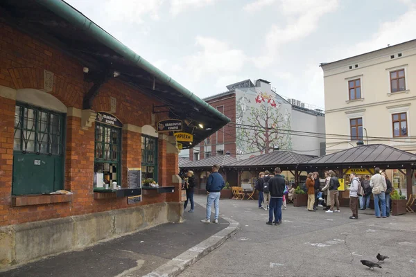Kazimierz Deki Yeni Meydan Şehir Hayatı Polonya Nın Krakow Kentindeki — Stok fotoğraf