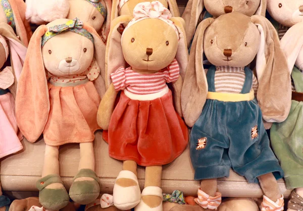 Blick Auf Zum Verkauf Stehende Puppen Kaninchen — Stockfoto