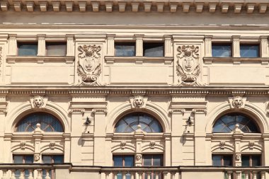 Ukrayna, Lviv 'de güneşli bir günde Opera ve Bale Tiyatrosu' nun Parçası