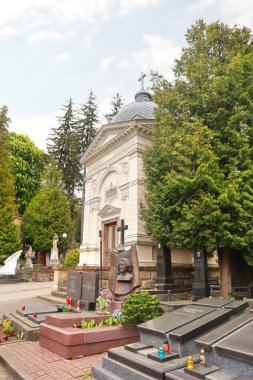  Ukrayna 'nın Lviv kentindeki ünlü Lychakiv Mezarlığı' nda antik anıtlar (mahzenler) ve mezar taşları