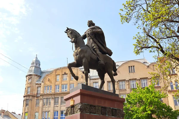 Emlékmű Danylo Halytskyi Király Lviv Ukrajna — Stock Fotó