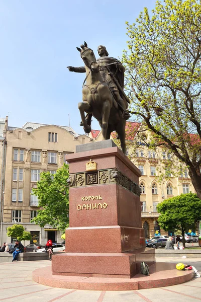 Μνημείο Του Βασιλιά Danylo Halytskyi Στο Lviv Ουκρανία — Φωτογραφία Αρχείου