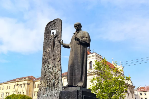 Monumento Taras Shevchenko Lviv Ucrânia — Fotografia de Stock