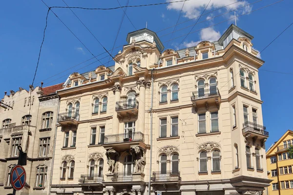 Багате Оздоблення Історичного Вінтажного Будинку Центрі Львова — стокове фото