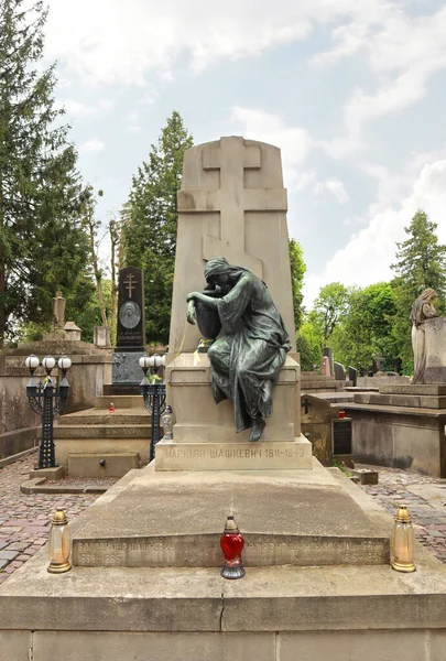 Tombstone Sculpture Markiyan Shashkevich Lychakiv Cemetery Lviv Ukraine — Stockfoto