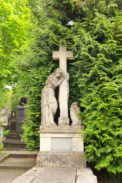 Lviv Ukrayna Daki Lychakiv Mezarlığı Nda Mermer Bir Mezar Taşı — Stok fotoğraf