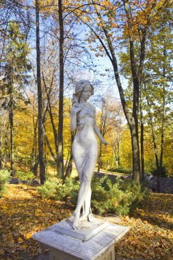 Marble sculpture in park in Mezhyhirya (former ex-president residence of President Yanukovych) in Kyiv region, Ukraine