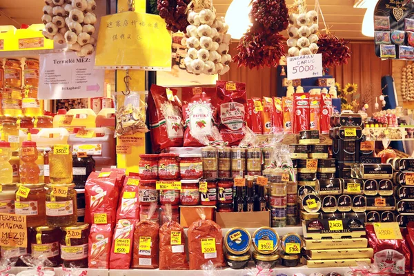 Paprika Sprzedaż Central Market Hall Budapeszcie Węgry — Zdjęcie stockowe