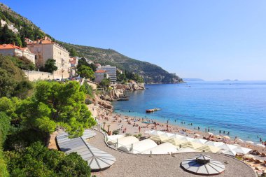 Hırvatistan 'ın Dubrovnik kentindeki Banje Sahili manzarası