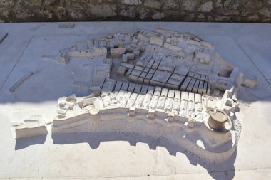  Hırvatistan 'ın Dubrovnik kentinde eski kalelerin mermer düzeni