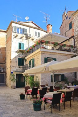  Hırvatistan 'ın Split kentindeki sokak kafesi