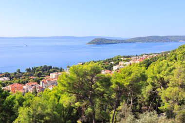  Hırvatistan 'ın Split kentindeki Forest Park Marjan' dan Panorama