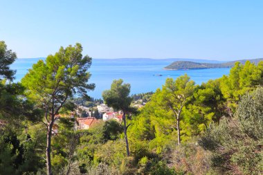  Hırvatistan 'ın Split kentindeki Forest Park Marjan' dan Panorama