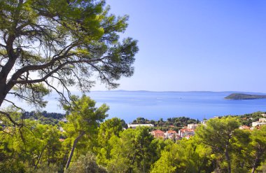  Hırvatistan 'ın Split kentindeki Forest Park Marjan' dan Panorama