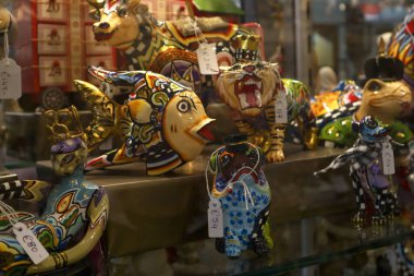 Ceramic souvenirs for sale in Valletta, Malta clipart