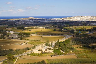  Mdina, Malta surlarından Panoramik Malta Bakış Açısı