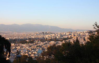 Yunanistan 'ın batımında Likabet Dağı' ndan Atina Panoraması