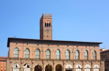 Palazzo del Podesta, İtalya, Bologna 'daki Piazza Maggiore' da.