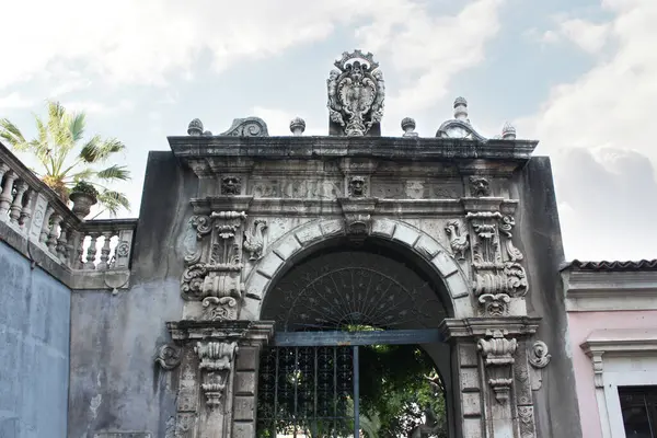 Entrance gate to Villa Cerami in Catania, Sicily, Italy