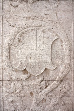 Malatestiano Tapınağı 'nın (Malatesta Tapınağı) ayrıntıları - İtalya' nın Rimini kentindeki Aziz Francis 'in adını taşıyan tamamlanmamış katedral kilisesi