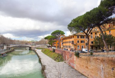 Roma, İtalya 'daki Tiberina Adası manzarası