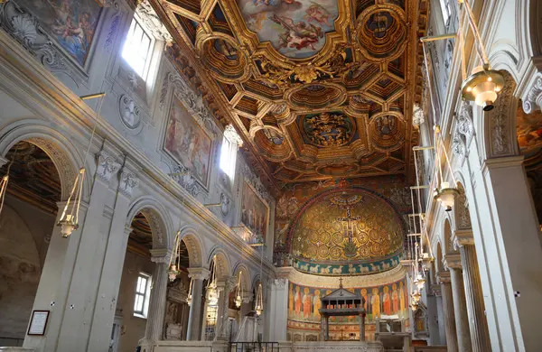 Интерьер Базилики Сан Клементе Риме Италия Стоковое Фото
