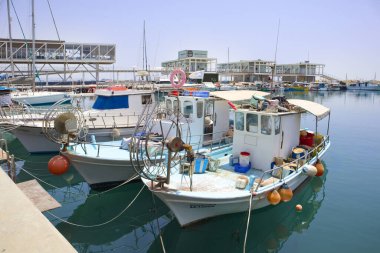 Kıbrıs Rum Kesimi Ayia Napa 'da balıkçı tekneleri