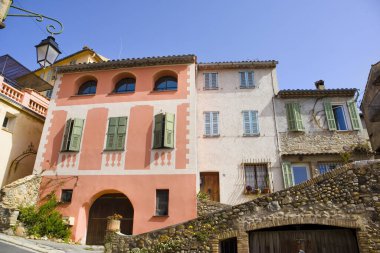 Vintage stone houses in downtown of Cagnes-sur-Mer, France clipart