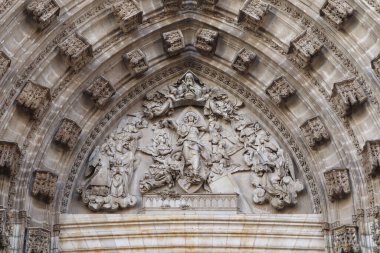 İspanya, Seville 'de gece vakti Gotik Katedral' in bir parçası