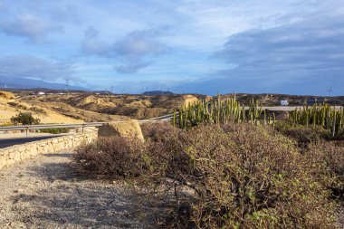 Tenerife 'de bulutlu bir günde Mars manzarası, Santa Cruz de Tenerife, İspanya