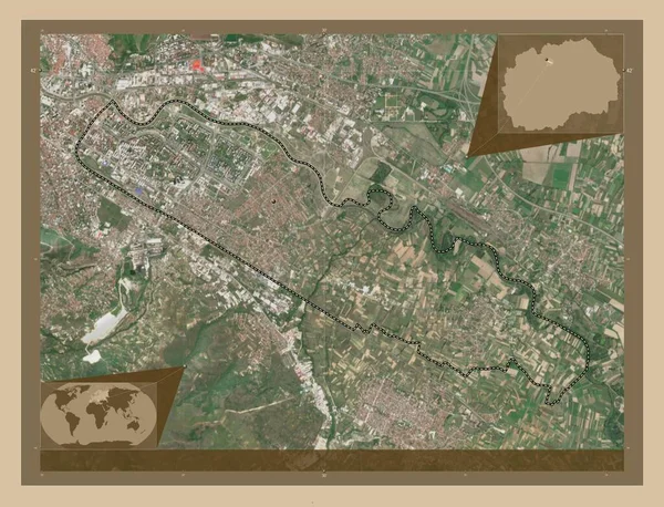 Aerodrom Municipio Macedonia Mapa Satelital Baja Resolución Ubicaciones Las Principales —  Fotos de Stock