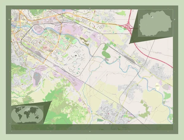 Repülőtér Macedónia Város Nyílt Utcai Térkép Saroktérképek Kiegészítő Helymeghatározási Térképekhez — Stock Fotó