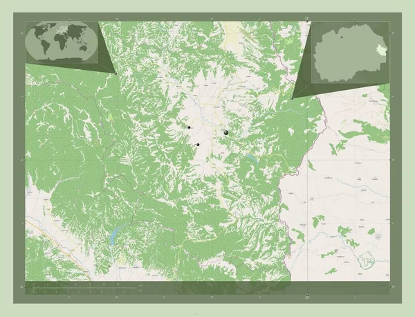 Berovo Macedónia Település Nyílt Utcai Térkép Régió Nagyvárosainak Elhelyezkedése Saroktérképek — Stock Fotó
