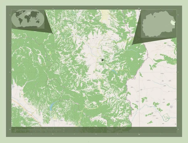 Берово Муниципалитет Македонии Карта Улиц Вспомогательные Карты Расположения Углов — стоковое фото