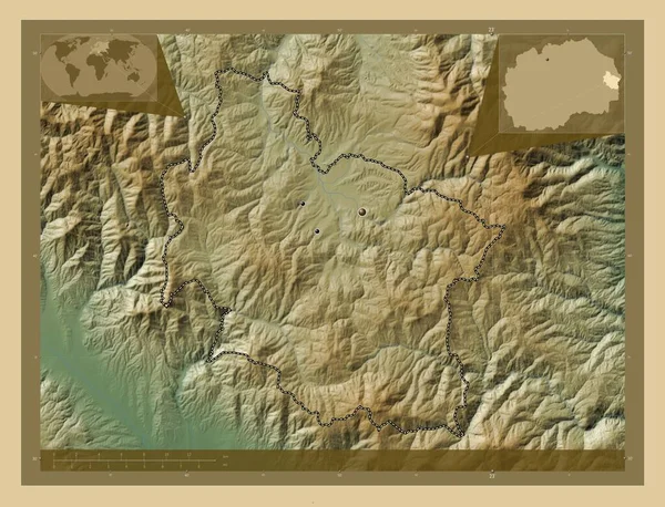 Berovo Makedoniens Kommun Färgade Höjd Karta Med Sjöar Och Floder — Stockfoto