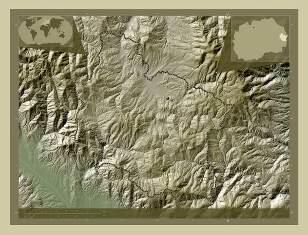 Berovo Gmina Macedonii Mapa Wzniesień Kolorowa Stylu Wiki Jeziorami Rzekami — Zdjęcie stockowe