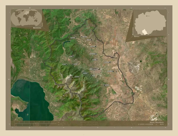 Bitola Município Macedónia Mapa Satélite Alta Resolução Locais Nomes Das — Fotografia de Stock