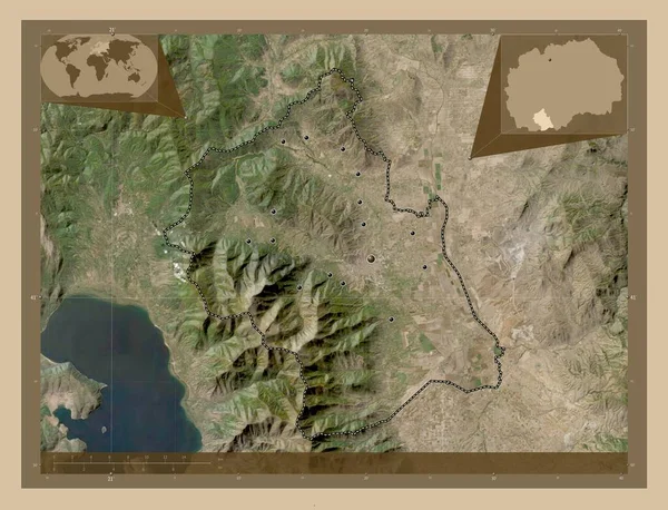 Bitola Município Macedónia Mapa Satélite Baixa Resolução Locais Das Principais — Fotografia de Stock