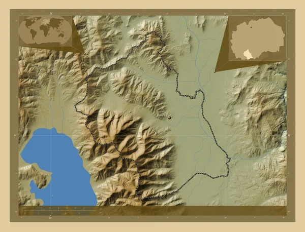 Bitola Obec Makedonie Barevná Mapa Jezery Řekami Pomocné Mapy Polohy — Stock fotografie