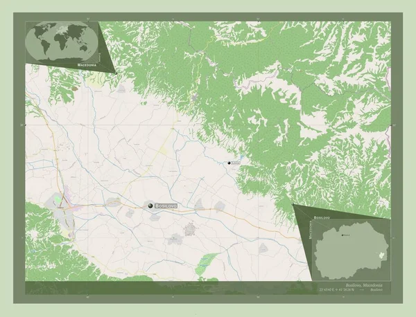 Bosilovo Macedónia Település Nyílt Utcai Térkép Régió Nagyvárosainak Elhelyezkedése Neve — Stock Fotó
