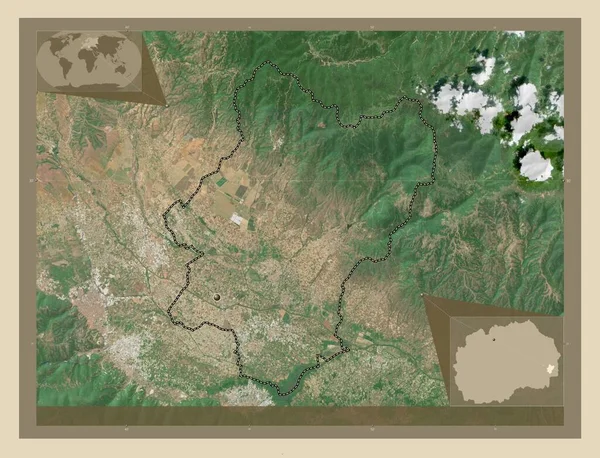 Μποσίλοβο Δήμος Μακεδονίας Υψηλής Ανάλυσης Δορυφορικός Χάρτης Γωνιακοί Χάρτες Βοηθητικής — Φωτογραφία Αρχείου