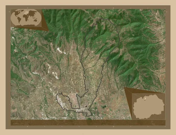 Butel Δήμος Μακεδονίας Δορυφορικός Χάρτης Χαμηλής Ανάλυσης Γωνιακοί Χάρτες Βοηθητικής — Φωτογραφία Αρχείου