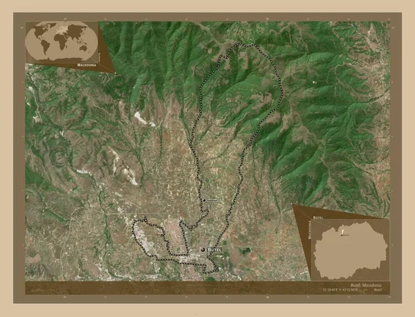 Butel Municipio Macedonia Mapa Satelital Baja Resolución Ubicaciones Nombres Las —  Fotos de Stock